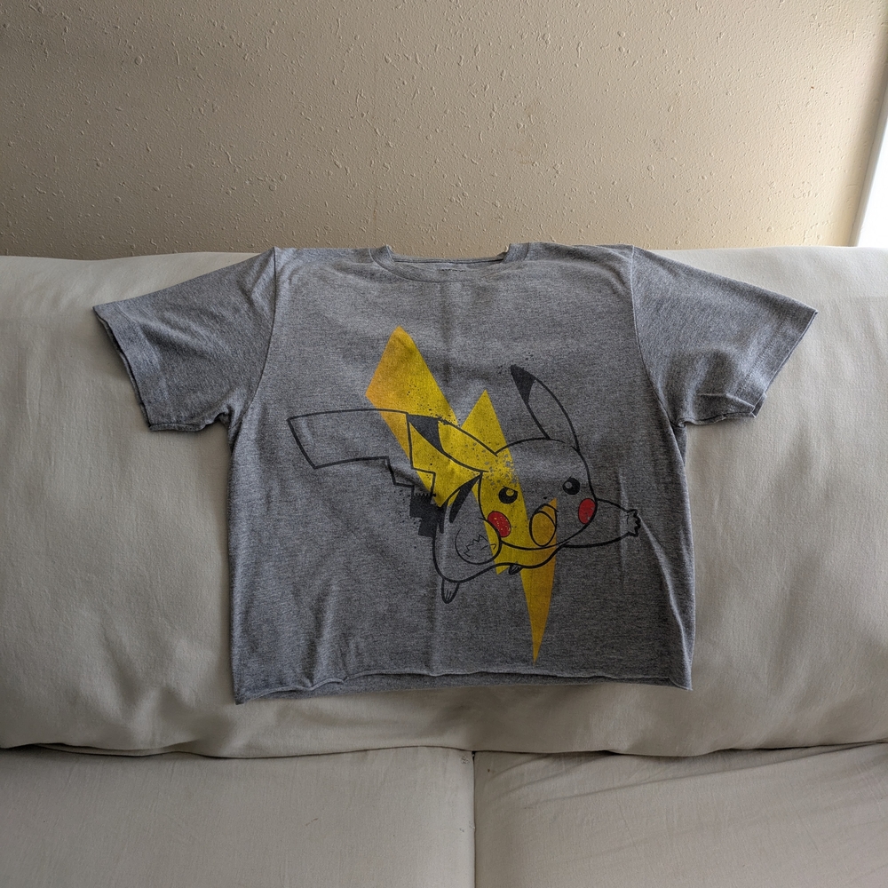 Gray Crop Pikachu T-Shirt